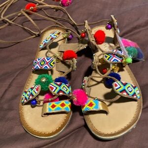 Beaded Sandals with Ties By Chinese Laundry.  NWOT!